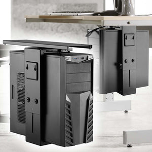 Supporto PC fisso Porta case sotto scrivania, max 10 kg, girevole a 360° con guida scorrevole