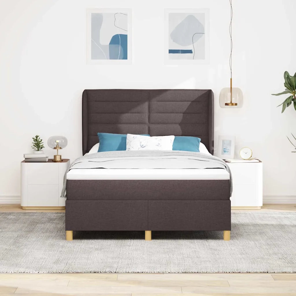 Letto a molle con materasso Marrone Scuro 200 x 160 cm Tessuto 3340700