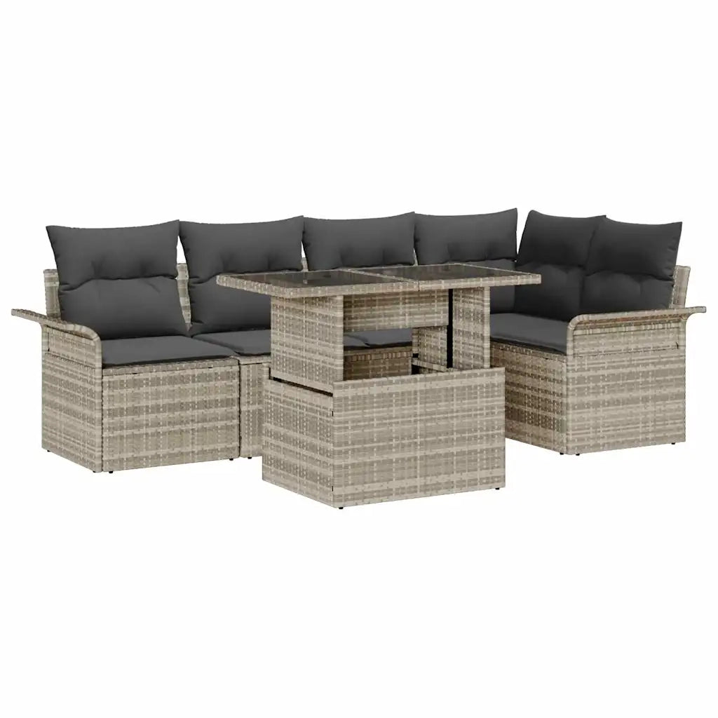 Set Divano da Giardino 6 pcs Grigio chiaro polyrattan 3348288