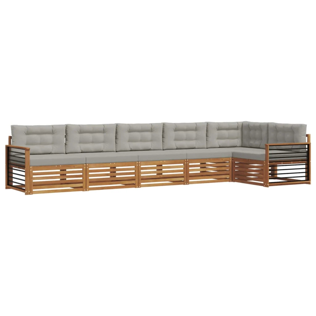 Set di divani da esterno 6 pcs Grigio Naturale e Chiaro