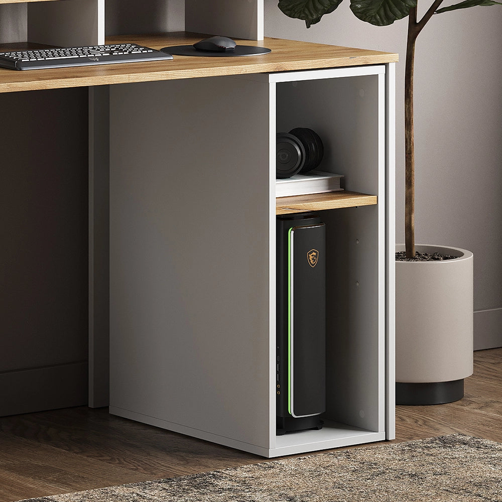 Vicco Mobiletto per PC Rovere bianco/dorato 28.5 x 50 cm con 2 scomparti aperti
