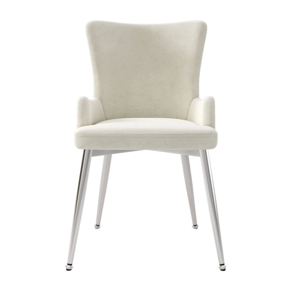 Set di 2 sedie in velluto con gambe in metallo; beige e argento
