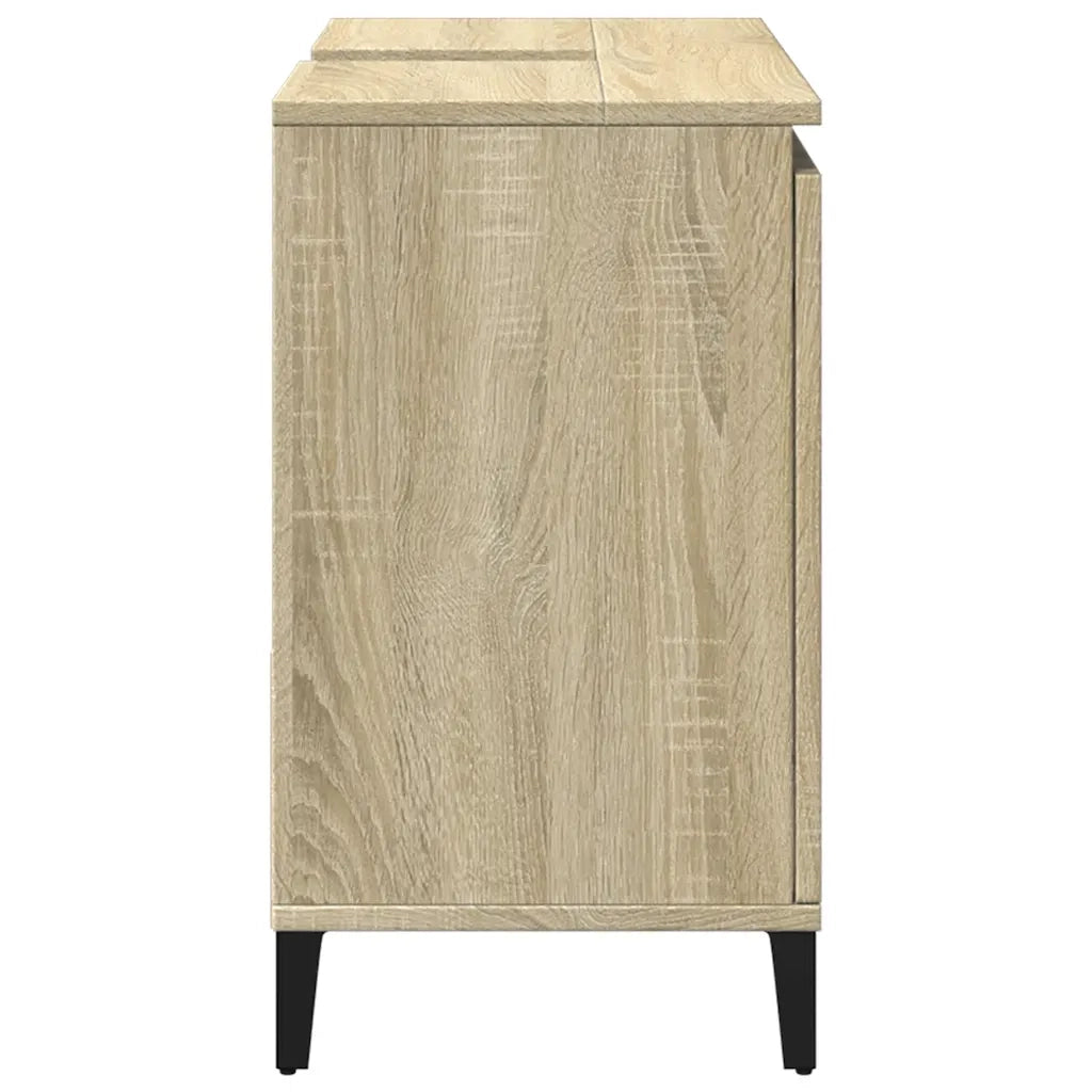 Mobiletto da bagno moderno e funzionale con 2 cassetti 65 x 33 x 60 cm realizzato in legno composito di rovere Sonoma 02_0049506