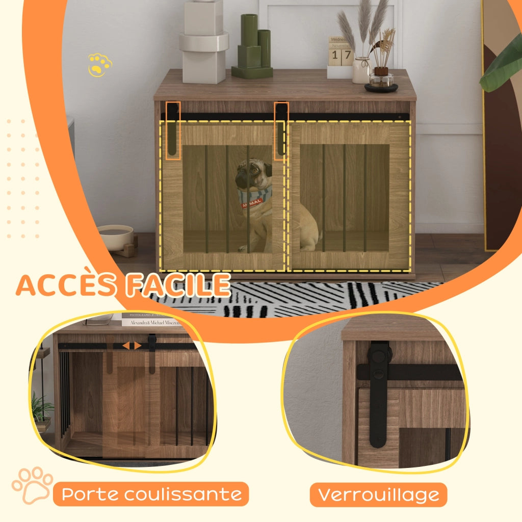 Gabbia per Cani da Interno ¨C Xylo ¨C Metallo Effetto Legno 57x80x54cm