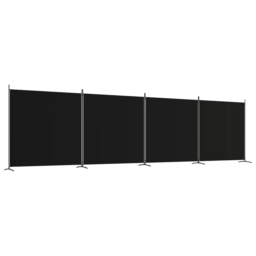 Divisorio Ambienti | Divider per stanze | Paravento a 4 Pannelli Nero 698x180 cm in Tessuto