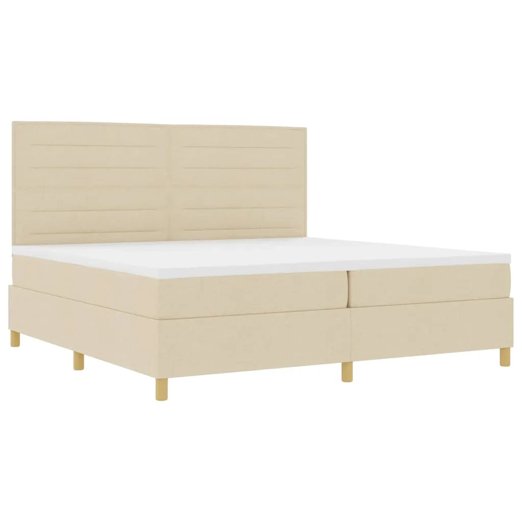 Letto a Sorgente LED con materasso Crema 200 x 200 cm Tessuto 3343052