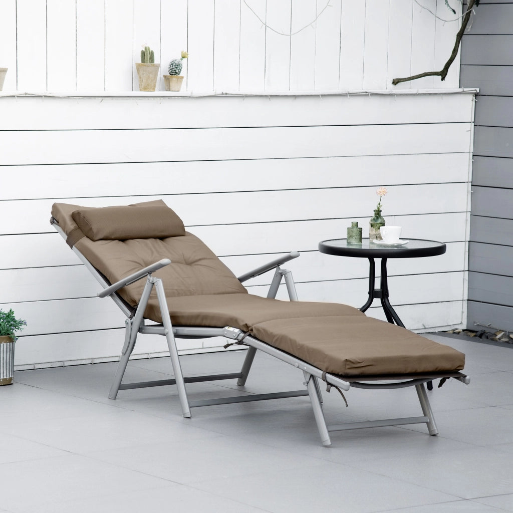 Sedia a dondolo pieghevole da giardino ¨C zephmum ¨C marrone 137x63,5x100,5 cm