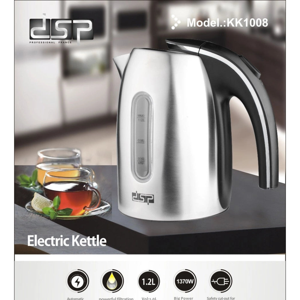 Trade Shop - Bollitore Elettrico A Caraffa Da 1,2lt In Acciaio Inox Per Te' E Infusi 1370w -