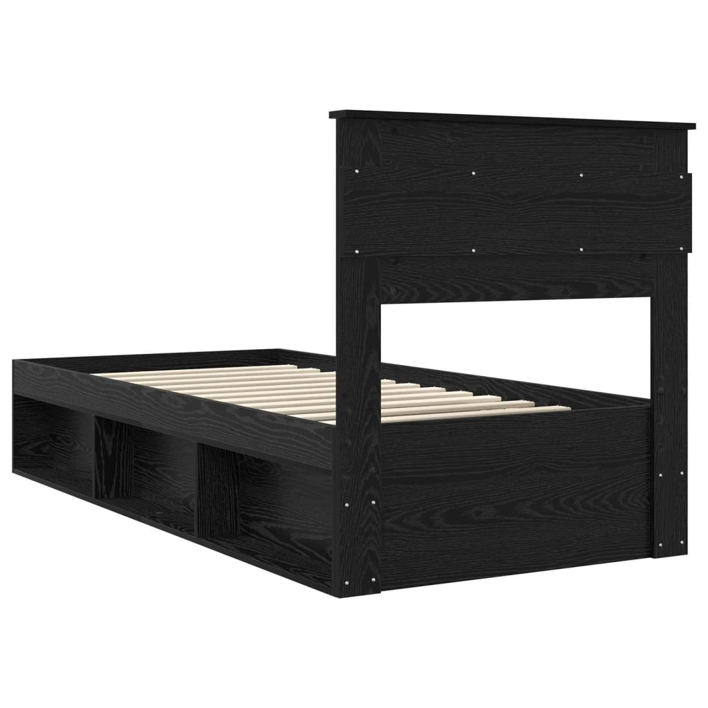 Struttura del letto con testiera Nero 90 x 190 cm Pino massello 3409800