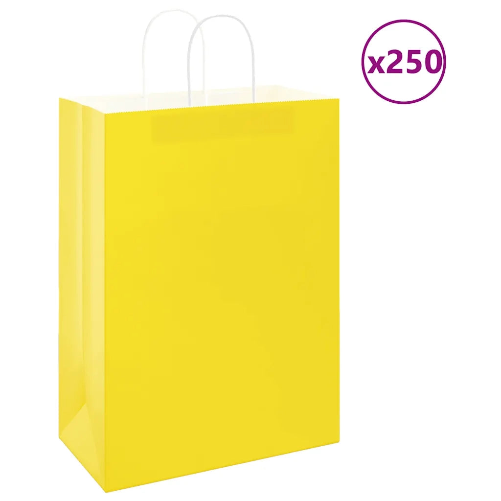Sacchetti di Carta 250 pz con Manici Gialli 32x17x44 cm