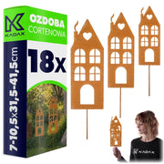KADAX Ozdoba cortenowa Domy P25727 pakiet 6szt K17