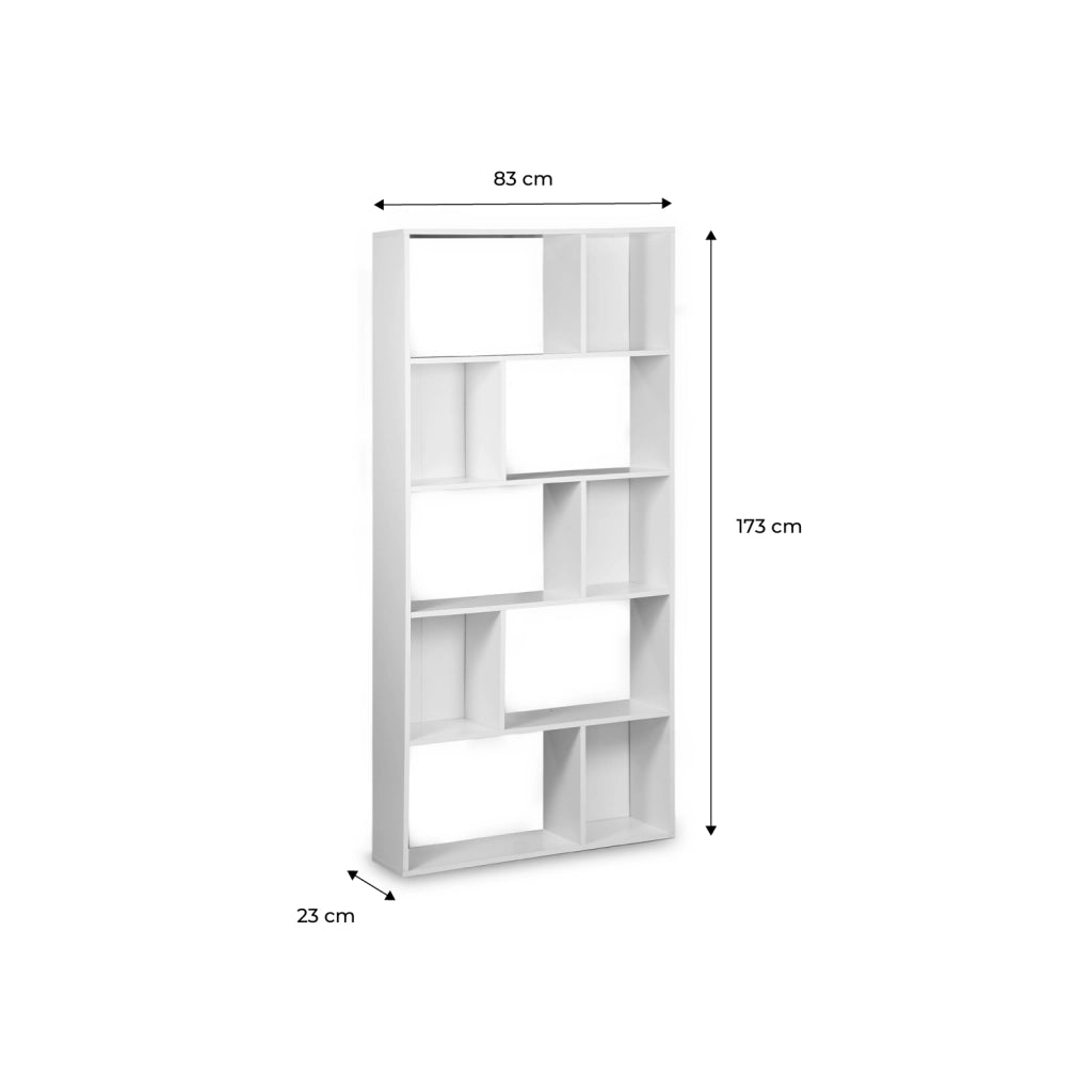 Libreria a 5 ripiani con 10 vani, marrone naturale