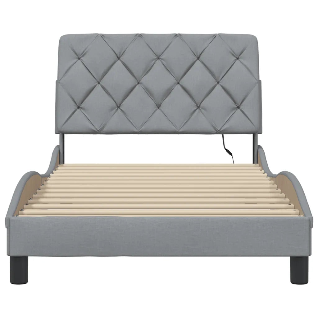 Giroletto con LED senza Materasso-Struttura Letto Grigio Chiaro 100x200 cm