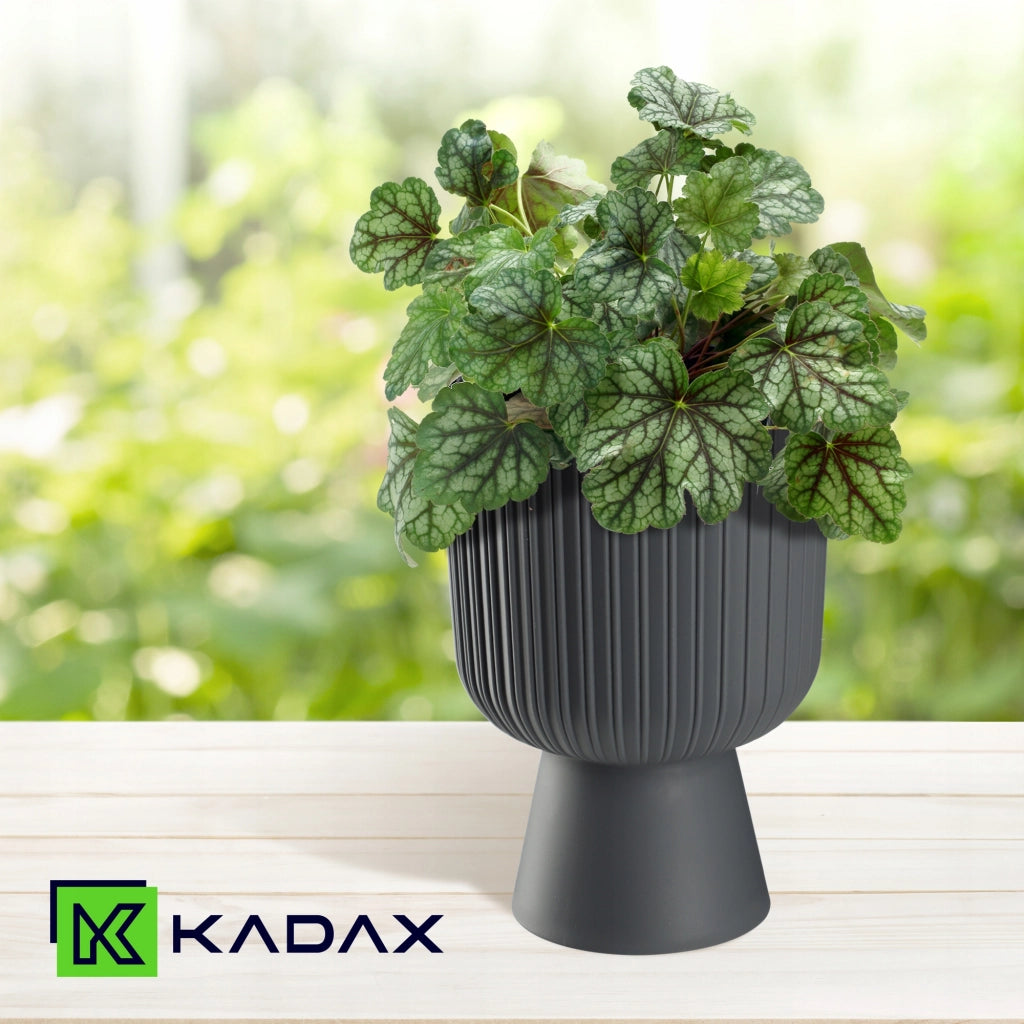 Vaso da fiori KADAX, vaso per fiori, da giardino, con coperchio in plastica, 14 cm, supporto per fiori, grigio