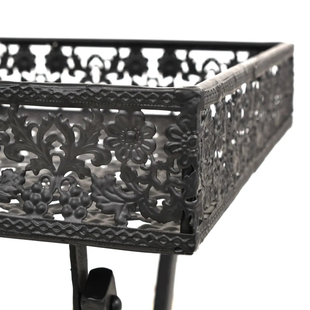 Tavolo da TÃ¨ Pieghevole Vintage Metallo 58x35x72 cm Nero