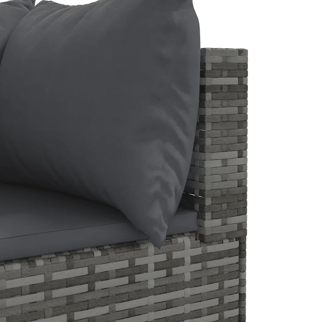 Set Divani da Giardino 4 pz con Cuscini in Polyrattan Grigio