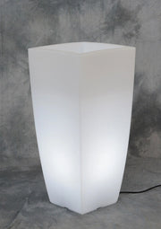 VASO HOME LIGHT QUADRO BIANCO CON LUCE GIARDINO ARREDO ESTERNO