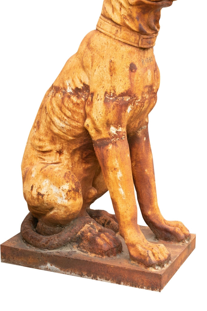 Biscottini Vecchia statua raffigurante un cane seduto in fusione di ghisa Molto solida