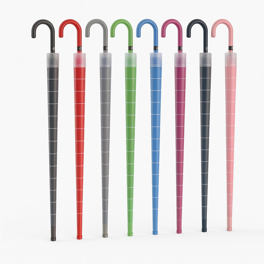 Kit 6 Ombrelli Automatici con Manico Curvo e Custodia Antigoccia Colori Assortiti