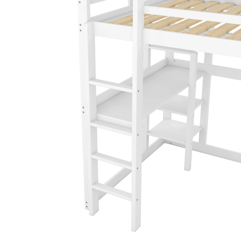 Letto a soppalco per bambini 140x200 cm con scrivania
