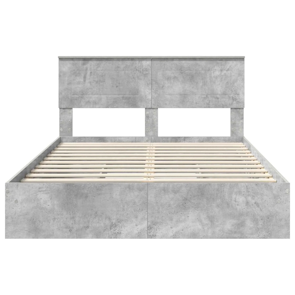 Letto con Contenitore con testiera Grigio cemento 150 x 200 cm