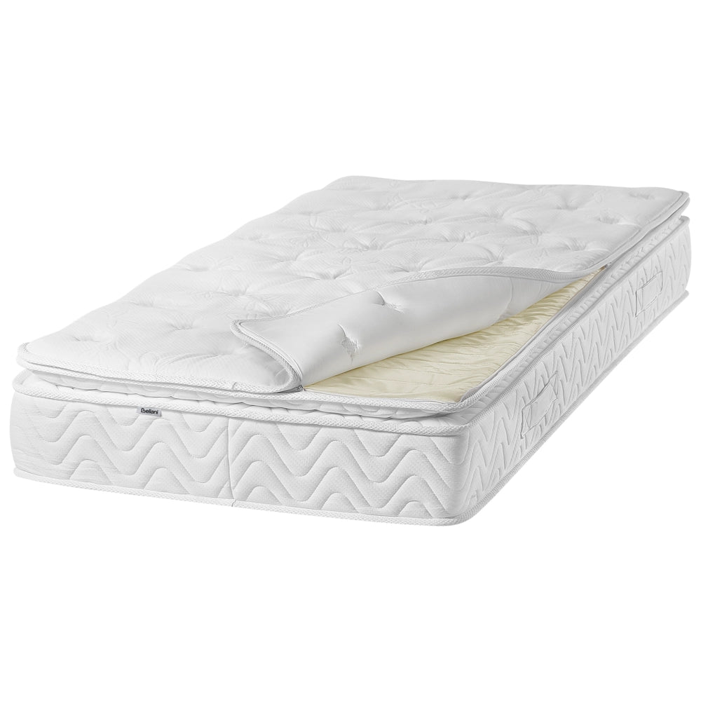 Materasso a molle insacchettate Tessuto di bambù bianco 90 x 200 cm 5 zone Rivestimento sfoderabile medio rigido