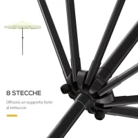 Ombrellone da Giardino e Terrazza Ø2.7x2.5 m Rotondo con Testa Inclinabile e Resistente ai Raggi UV 50+, Beige