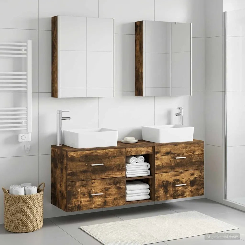 Set di mobili per il bagno 5 pcs Rovere Fumo 3406851
