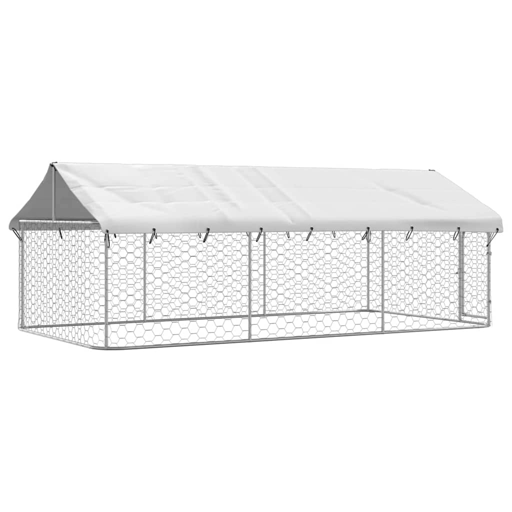Gabbia/recinto per animali da esterno con tetto 400 x 200 x 150 cm Argento 02_0041910