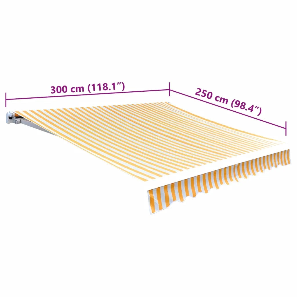 Tendone Parasole in Tela Giallo Girasole e Bianco 3x2,5 m