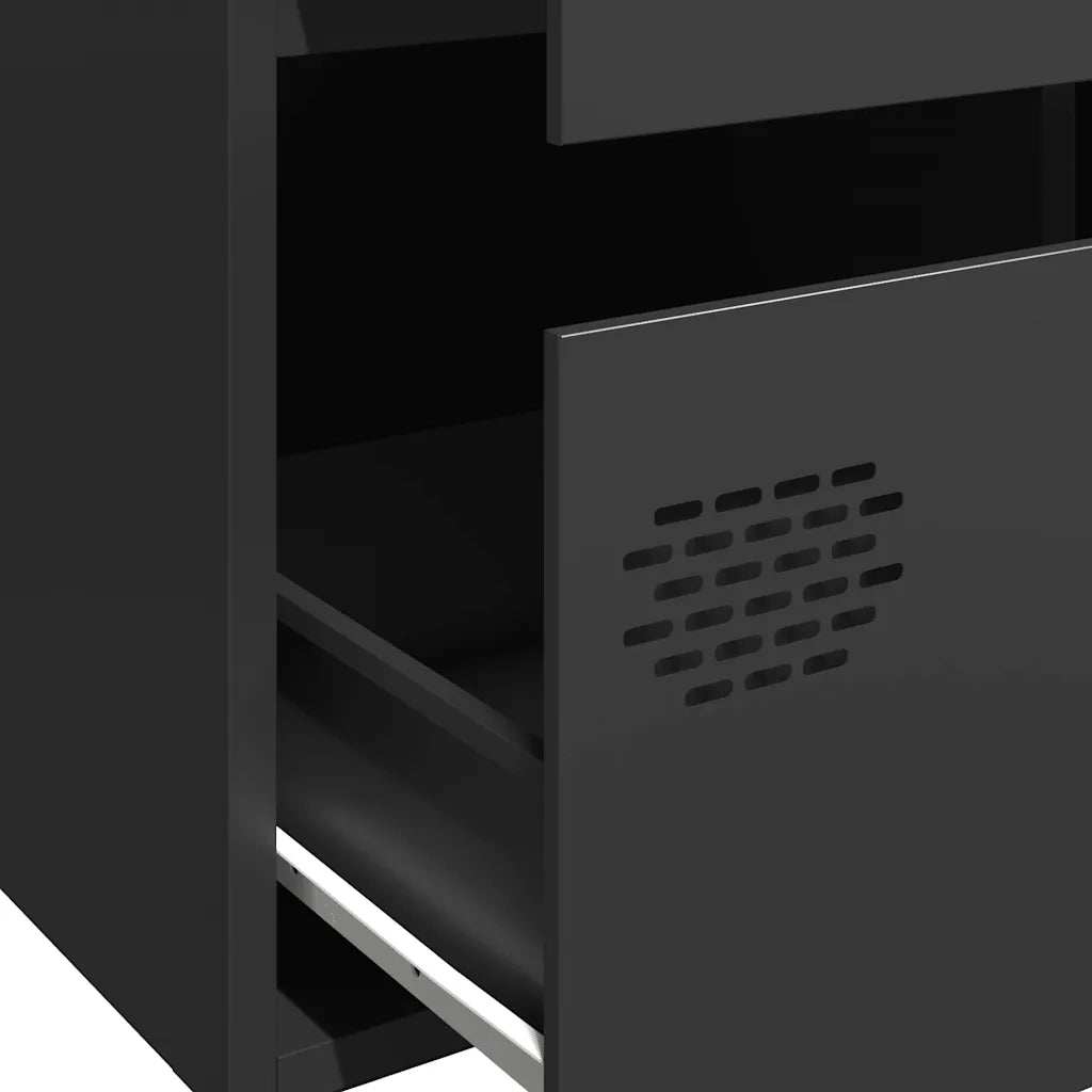 Credenza-Buffet-Armadio da cucina Nera 68x39x101,5 cm in Acciaio 895332