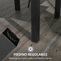 Tavolo da Giardino Allungabile per 4-6 Persone con Piano a Doghe, in Alluminio, 81/162x80x75 cm, Grigio