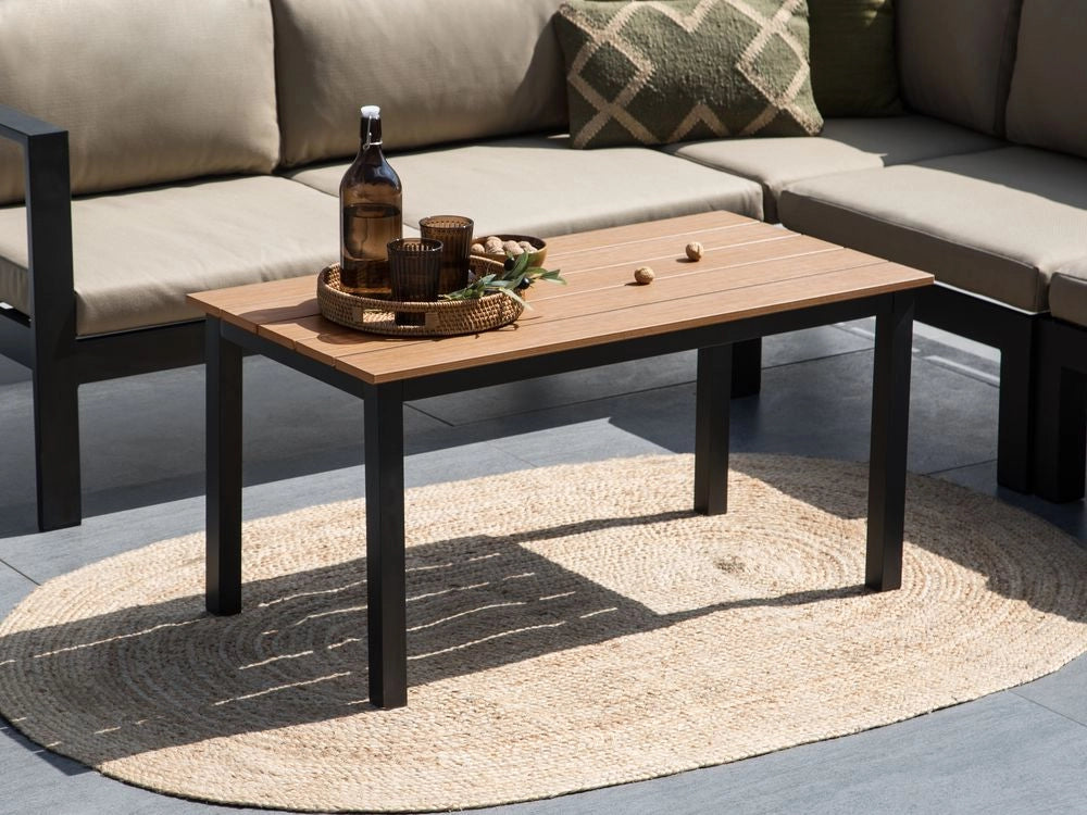 Tavolino da giardino in legno plastico chiaro 96 x 52 Telaio in alluminio nero