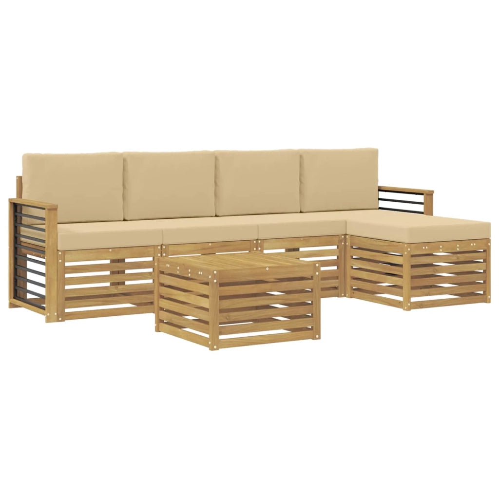 Set di divani da esterno 6 pcs Bianco e Beige Poliestere
