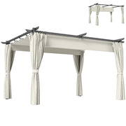 Pergola da giardino esterno ¨C zephmum ¨C 3x4m crema, tetto retrattile, tende, UPF30+