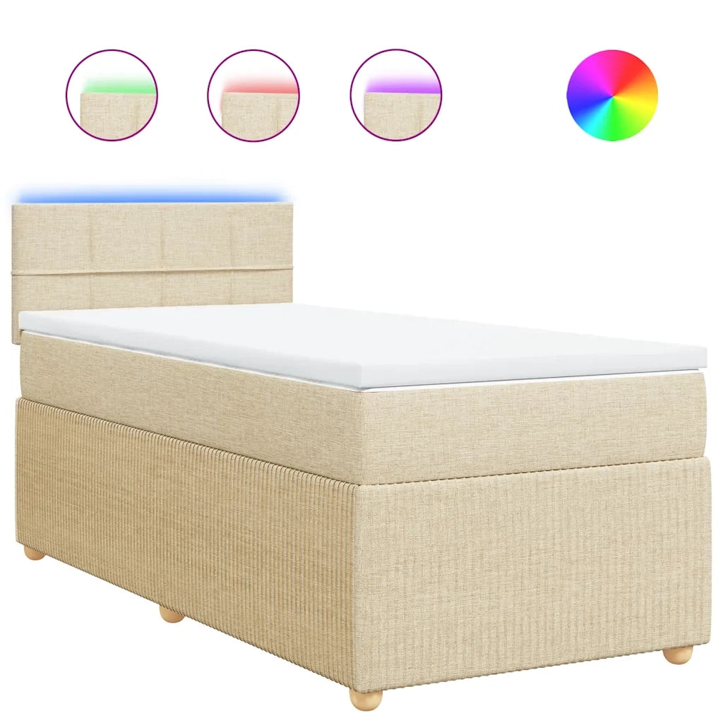 Giroletto a Molle con Materasso Crema 90x190 cm in Tessuto