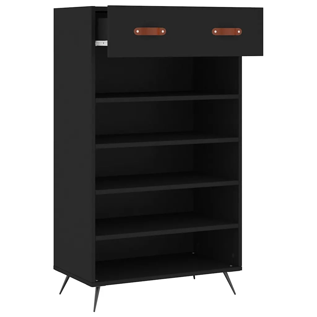 Scarpiera | Mobile per scarpe Nera 60x35x105 cm in Legno Multistrato