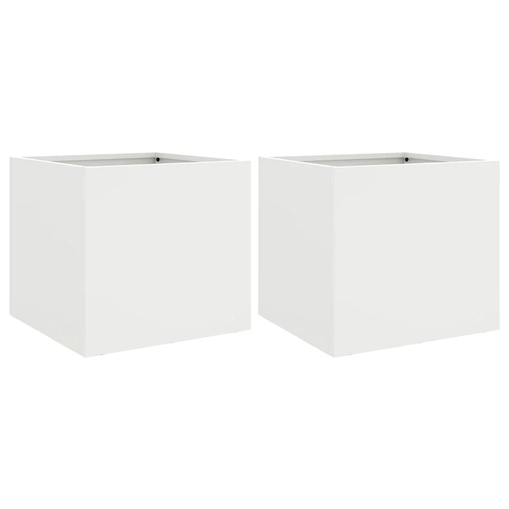 Fioriera rialzata per piante fiori giardino terrazze set da 2 32 x 30 x 29 cm acciaio bianco 02_0038932