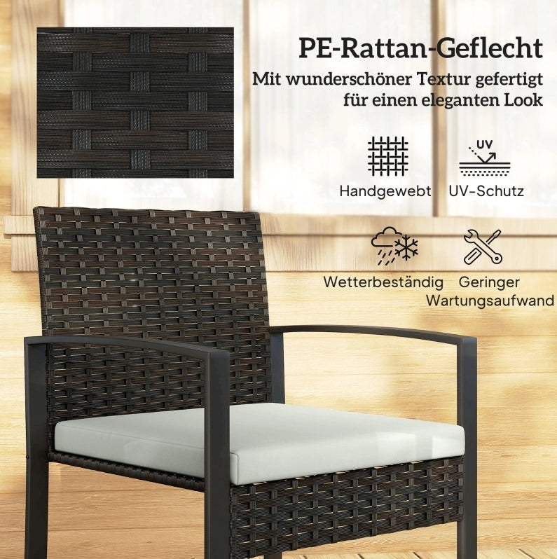 Set da esterno in rattan sintetico con 2 poltrone e tavolino