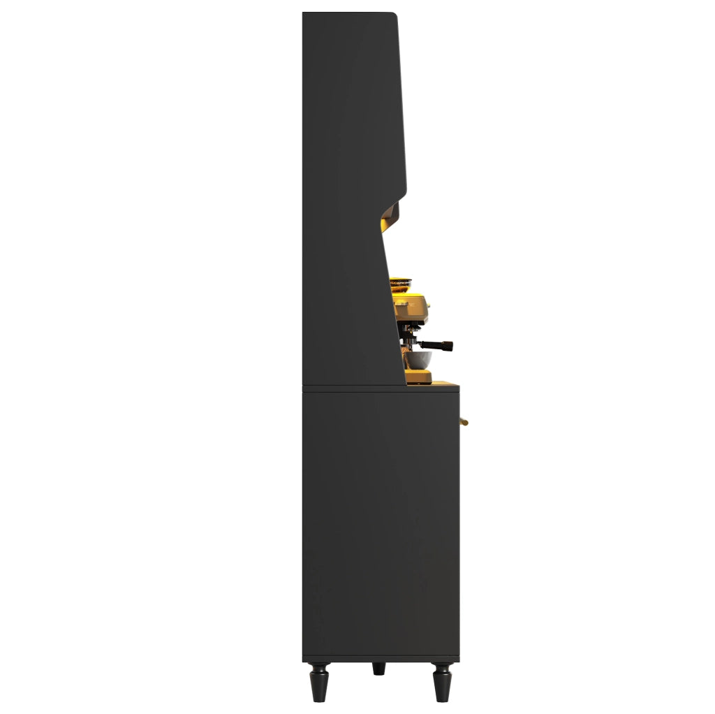 Mobile LED-illuminato Buffet in MDF con ripiani regolabili, 120x45x195,5 cm, nero