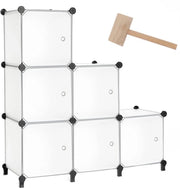 Organizzatore di archiviazione con porte - a pile - 6 cassetti - plastica