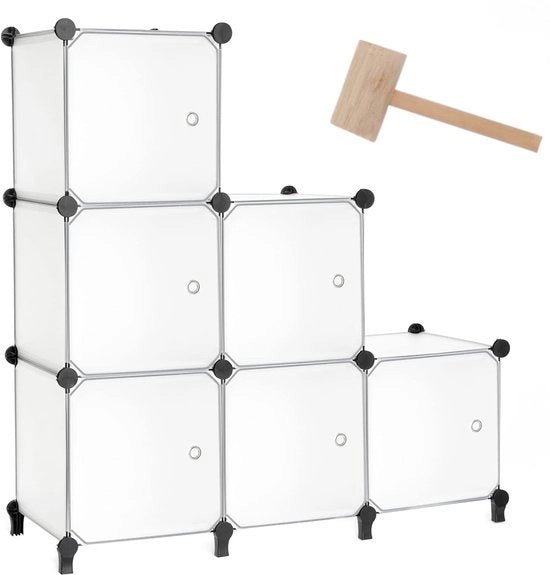 Organizzatore di archiviazione con porte - a pile - 6 cassetti - plastica