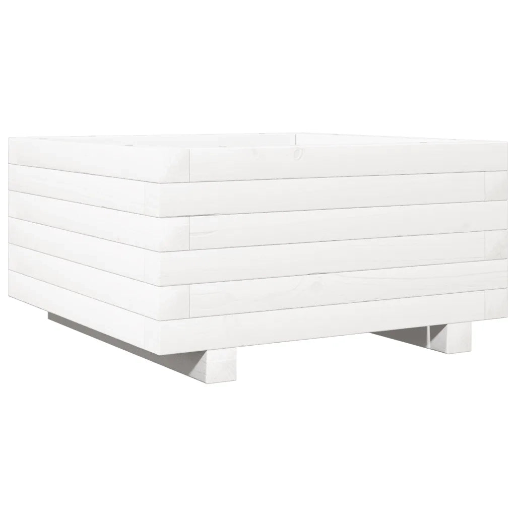 Fioriera da Giardino Bianca 50x50x26,5cm Legno Massello di Pino 847294