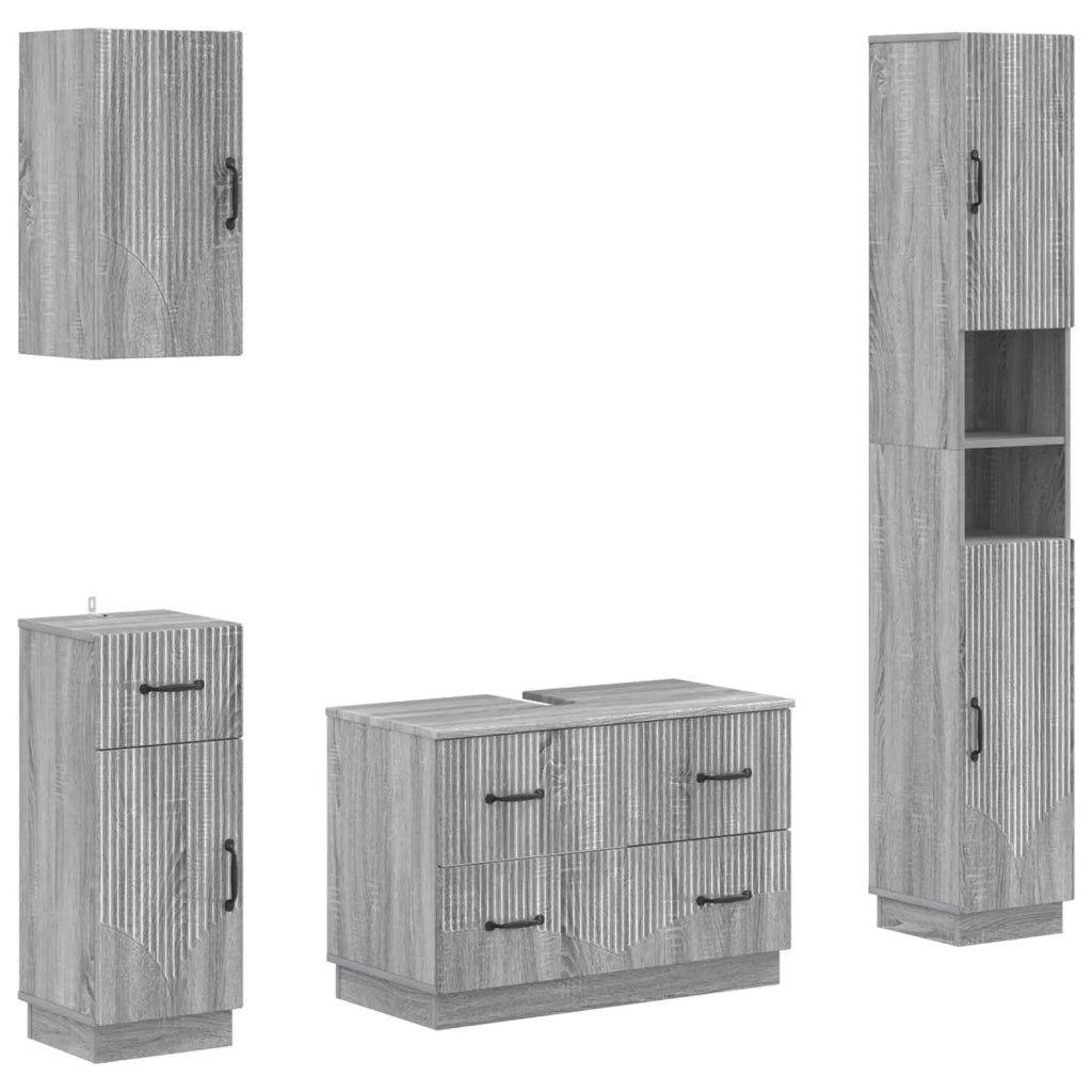 Set di Mobili da Bagno da 4 Pezzi HOORN Sonoma grigio 3417960