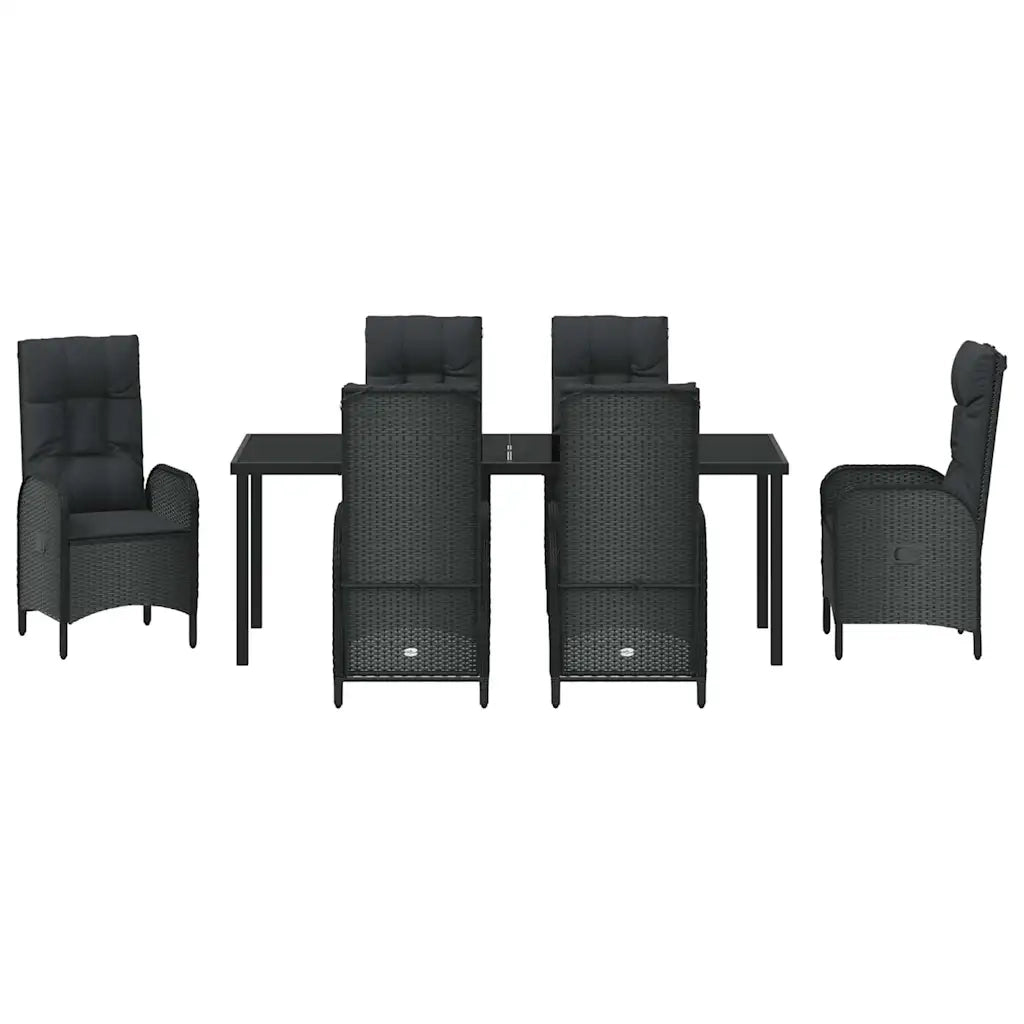 Set da Pranzo per Giardino con cuscino 7 pcs Nero polyrattan 3380118