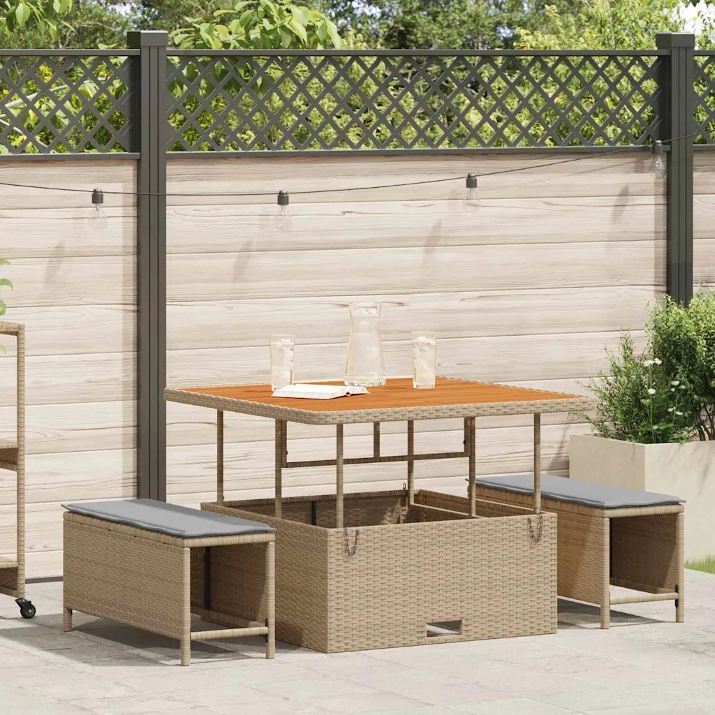 Set da Pranzo per Giardino | Set Salotto da Giardino Beige polyrattan
