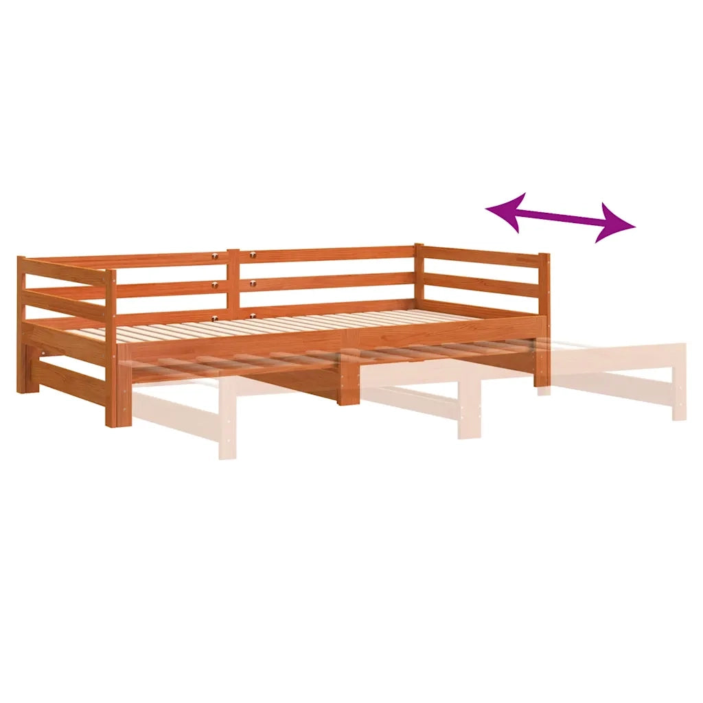 Divano letto | Sof¨¤ letto | Letto singolo con Rotelle senza Materasso Marrone Cera 90x190 cm