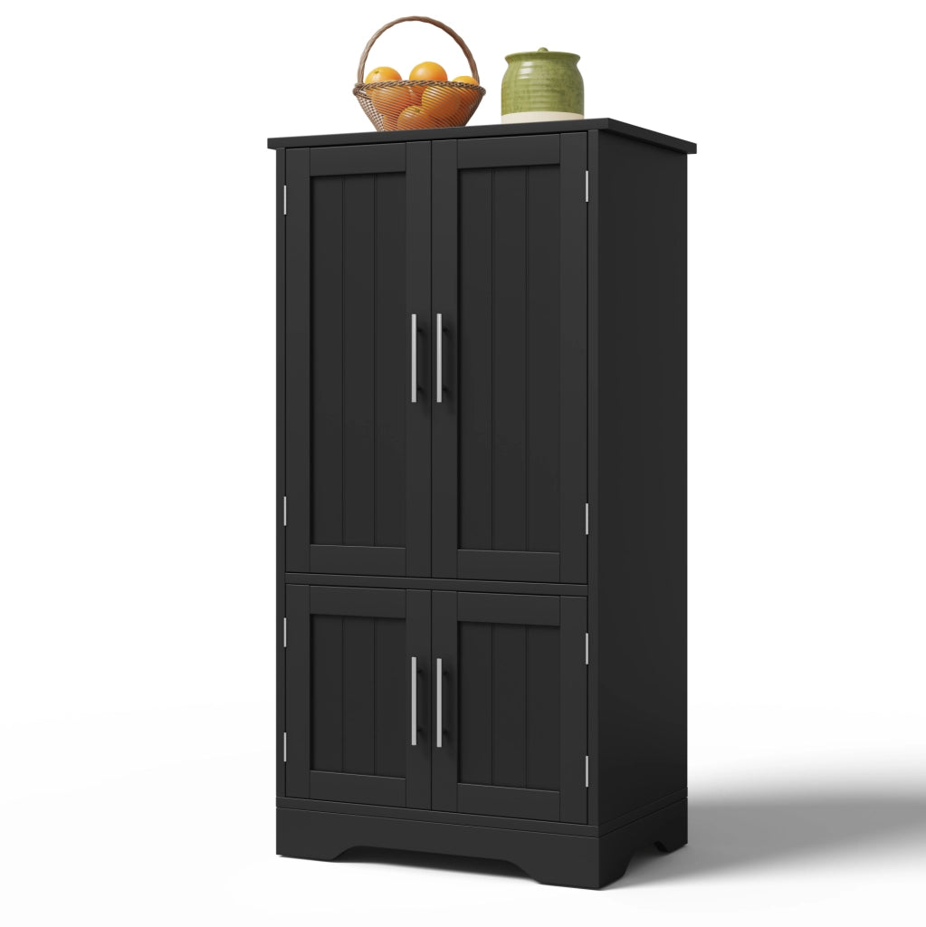 Credenza alta moderna 120x60x40 cm in MDF, 4 ante, con luce LED a sensore, nero