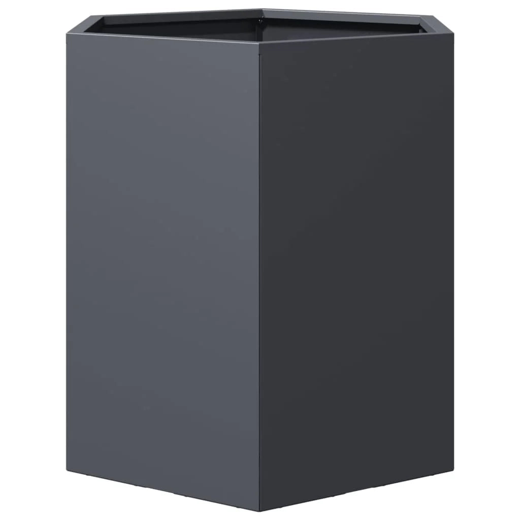 Fioriera/aiuola esagonale per piante fiori terrazza giardino 46 ​​x 40 x 45 cm acciaio antracite 02_0038642