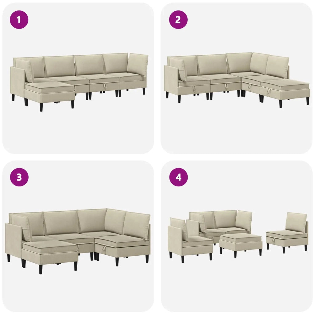 Set di mobili per il soggiorno 5 pcs Sabbia Tessuto